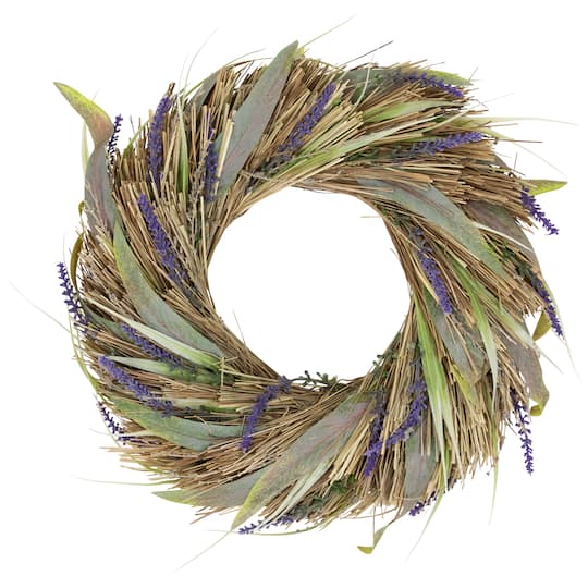 14" Artificial Grass and Lavender Spring Wreath By Northlight in Green | Michaels®